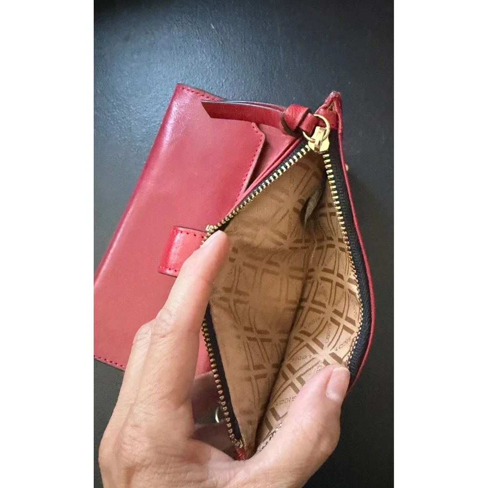 Lodis Blair Smartphone Wristlet Red Leather RFID Wallet 7x4